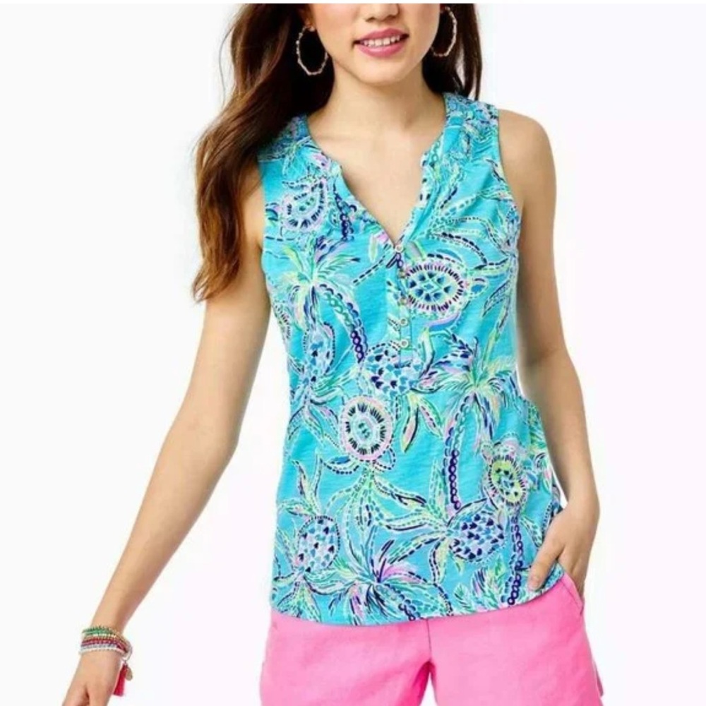 Lilly pulitzer Blue Patterned Top